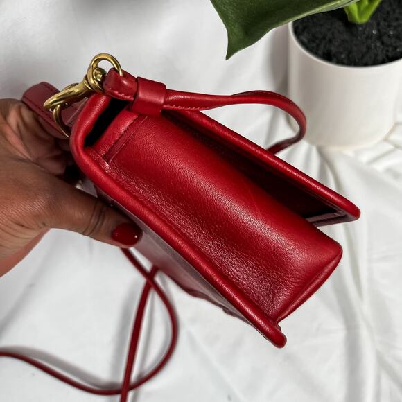 COACH Casino 9924 Red Leather Shoulder Bag Vintage Nickel Hardware Crossbody - Picture 7 of 11